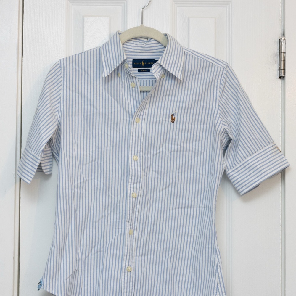Ralph Lauren Light Blue and White Striped Shirt